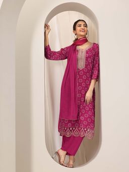 Libas - Women Pink Kurta & Pant with Dupatta (Set of 3)