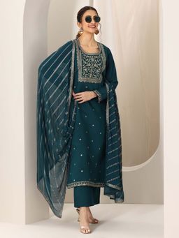 Gerua By Libas - Women Teal Green Kurta & Pant with Dupatta (Set of 3)