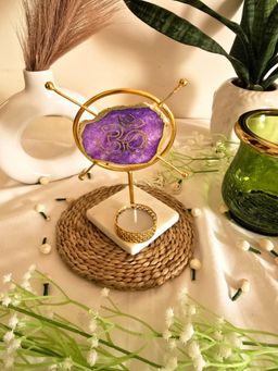 Homearte - Agate Om Round Shape Metal Showpiece- Purple