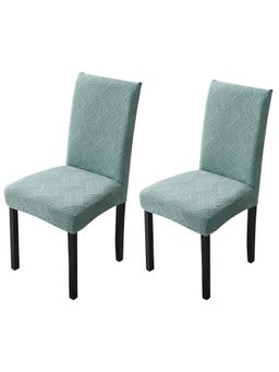House of Quirk - Green Elastic Jacquard Soft Touching Chair Cover Stretch Removable - (Pack of 2)