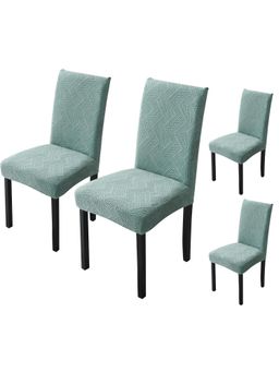 House of Quirk - Green Elastic Jacquard Soft Touching Chair Cover Stretch Removable - (Pack of 4)