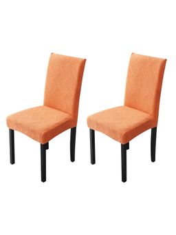 House of Quirk - Orange Elastic Jacquard Soft Touching Chair Cover Stretch Removable - (Pack of 2)