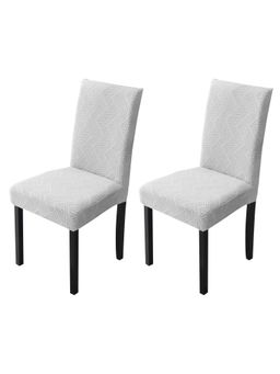 House of Quirk - Grey Elastic Jacquard Soft Touching Chair Cover Stretch Removable - (Pack of 2)