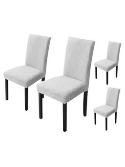 House of Quirk - Grey Elastic Jacquard Soft Touching Chair Cover Stretch Removable - (Pack of 4)