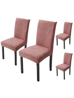 House of Quirk - Pink Elastic Jacquard Soft Touching Chair Cover Stretch Removable - (Pack of 4)