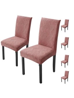 House of Quirk - Pink Elastic Jacquard Soft Touching Chair Cover Stretch Removable - (Pack of 6)