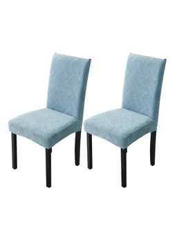 House of Quirk - Sky Blue Elastic Jacquard Soft Touching Chair Cover Stretch Removable - (Pack of 2)
