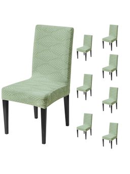 House of Quirk - Green Elastic Jacquard Soft Touching Chair Cover Stretch Removable - (Pack of 8)