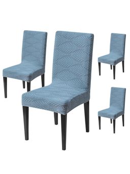 House of Quirk - Light Blue Elastic Jacquard Soft Touching Chair Cover Stretch Removable - (Pack of 4)