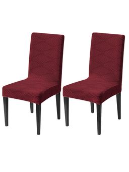 House of Quirk - Maroon Elastic Jacquard Soft Touching Chair Cover Stretch Removable - (Pack of 2)