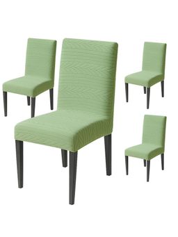 House of Quirk - Green Elastic Jacquard Soft Touching Chair Cover Stretch Removable - (Pack of 4)
