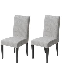 House of Quirk - Grey Elastic Jacquard Soft Touching Chair Cover Stretch Removable - (Pack of 2)