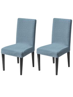 House of Quirk - Light Blue Elastic Jacquard Soft Touching Chair Cover Stretch Removable - (Pack of 2)