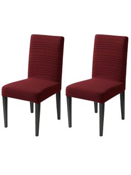 House of Quirk - Maroon Elastic Jacquard Soft Touching Chair Cover Stretch Removable - (Pack of 2)