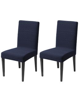 House of Quirk - Navy Blue Elastic Jacquard Soft Touching Chair Cover Stretch Removable - (Pack of 2)