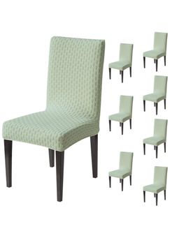 House of Quirk - Green Elastic Jacquard Soft Touching Chair Cover Stretch Removable - (Pack of 8)