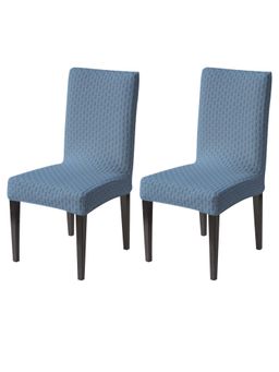 House of Quirk - Light Blue Elastic Jacquard Soft Touching Chair Cover Stretch Removable - (Pack of 2)