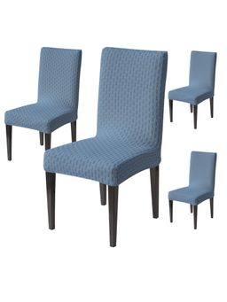 House of Quirk - Light Blue Elastic Jacquard Soft Touching Chair Cover Stretch Removable - (Pack of 4)