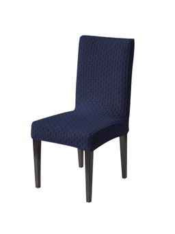 House of Quirk - Navy Blue Elastic Jacquard Soft Touching Chair Cover Stretch Removable