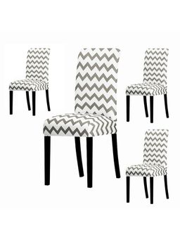 House of Quirk - Grey Elastic Jacquard Soft Touching Chair Cover Stretch Removable - (Pack of 4)