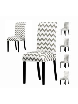 House of Quirk - Grey Elastic Jacquard Soft Touching Chair Cover Stretch Removable - (Pack of 6)