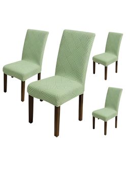 House of Quirk - Green Elastic Jacquard Soft Touching Chair Cover Stretch Removable - (Pack of 4)