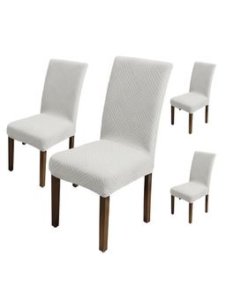 House of Quirk - Grey Elastic Jacquard Soft Touching Chair Cover Stretch Removable - (Pack of 4)
