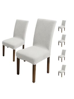 House of Quirk - Grey Elastic Jacquard Soft Touching Chair Cover Stretch Removable - (Pack of 6)