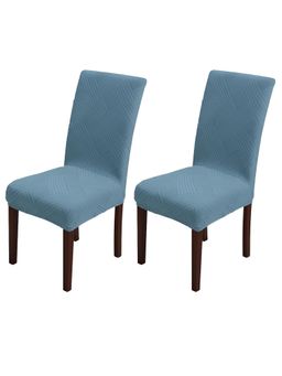 House of Quirk - Light Blue Elastic Jacquard Soft Touching Chair Cover Stretch Removable - (Pack of 2)