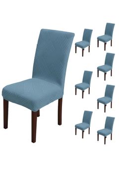 House of Quirk - Light Blue Elastic Jacquard Soft Touching Chair Cover Stretch Removable - (Pack of 8)