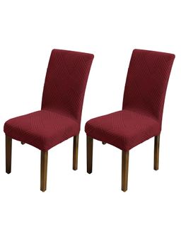 House of Quirk - Maroon Elastic Jacquard Soft Touching Chair Cover Stretch Removable - (Pack of 2)