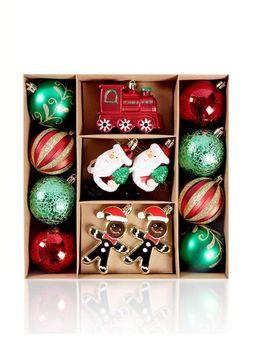 Little Surprise Box - 13Pcs Gingerbread Santa Themed Assorted Christmas Tree Balls & Xmas