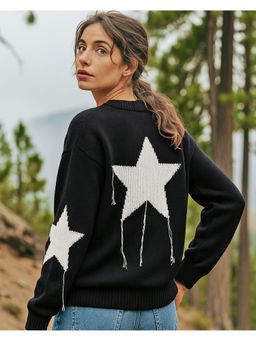 Bewakoof - Women Jet Black Oversized Sweater
