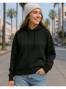 Bewakoof - Women Black Oversized Cropped Hoodie