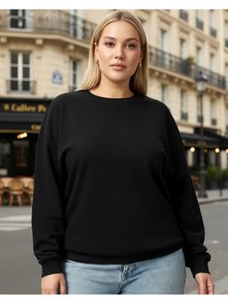 Bewakoof - Women Jet Black Oversized Plus Size Sweatshirt