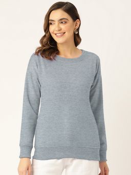 BRINNS - Grey Women Solid Fleece Sweatshirt