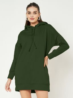 BRINNS - Green Women Fleece Hooded Hoodie