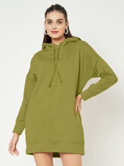 BRINNS - Olive Women Fleece Hooded Hoodie
