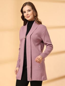 Juelle - Mauve Solid Front Open Longline Cardigan