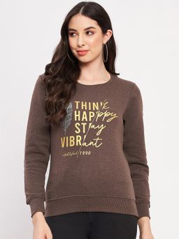 Duke - Brown Stardust Women Full Sleeve Round Neck Sweatshirt