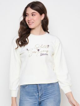 Duke - White Stardust Women Round Neck Sweatshirt