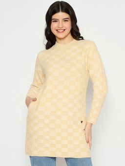 Duke - Beige Urban Women Full Sleeve Crew Neck Sweater
