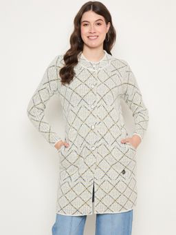 Duke - Green Women Full Sleeve Long Coat Type Cardigan