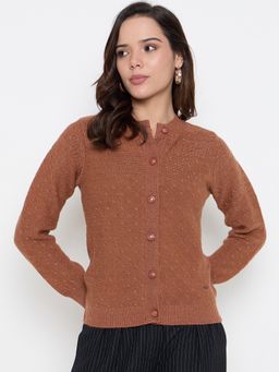 Duke - Brown Women Full Sleeve Front Open Cardigan