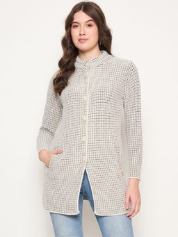 Duke - Beige Women Full Sleeve Long Coat Cardigan