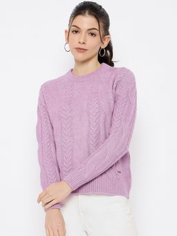 Duke - Lavender Women Full Sleeve Round Neck Pullover Sweater