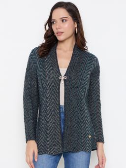 Duke - Blue Women Full Sleeve Cardigan