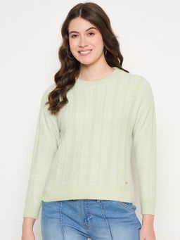 Duke - Green Women Full Sleeve Round Neck Pullover Sweater
