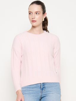 Duke - Pink Women Full Sleeve Round Neck Pullover Sweater