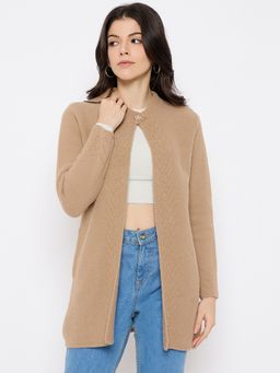 Duke - Beige Women Full Sleeve Long Cardigan